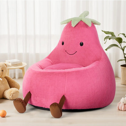 Modern Beanbag Chair for 24/31 Inch Padded Toddler Sofa with High Rebound Memory Foam Beige Purple Eggplant Design Perfect for Reading Gaming or Lounging