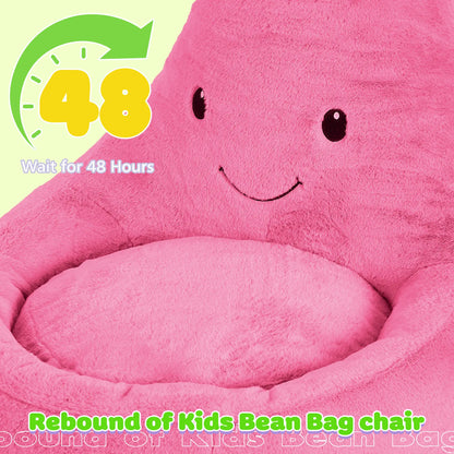 Modern Beanbag Chair for 24/31 Inch Padded Toddler Sofa with High Rebound Memory Foam Beige Purple Eggplant Design Perfect for Reading Gaming or Lounging