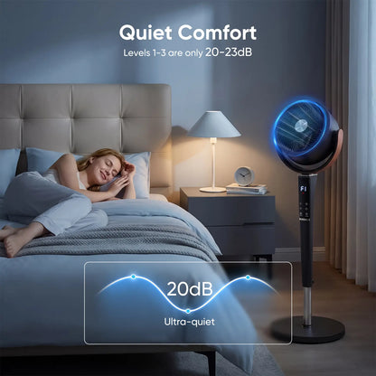 Quiet Adjustable Pedestal Fan with Remote 15 Speeds Oscillating Standing Fan for Bedroom and Home