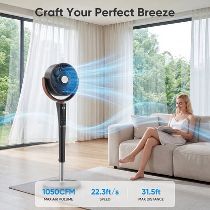 Quiet Adjustable Pedestal Fan with Remote 15 Speeds Oscillating Standing Fan for Bedroom and Home