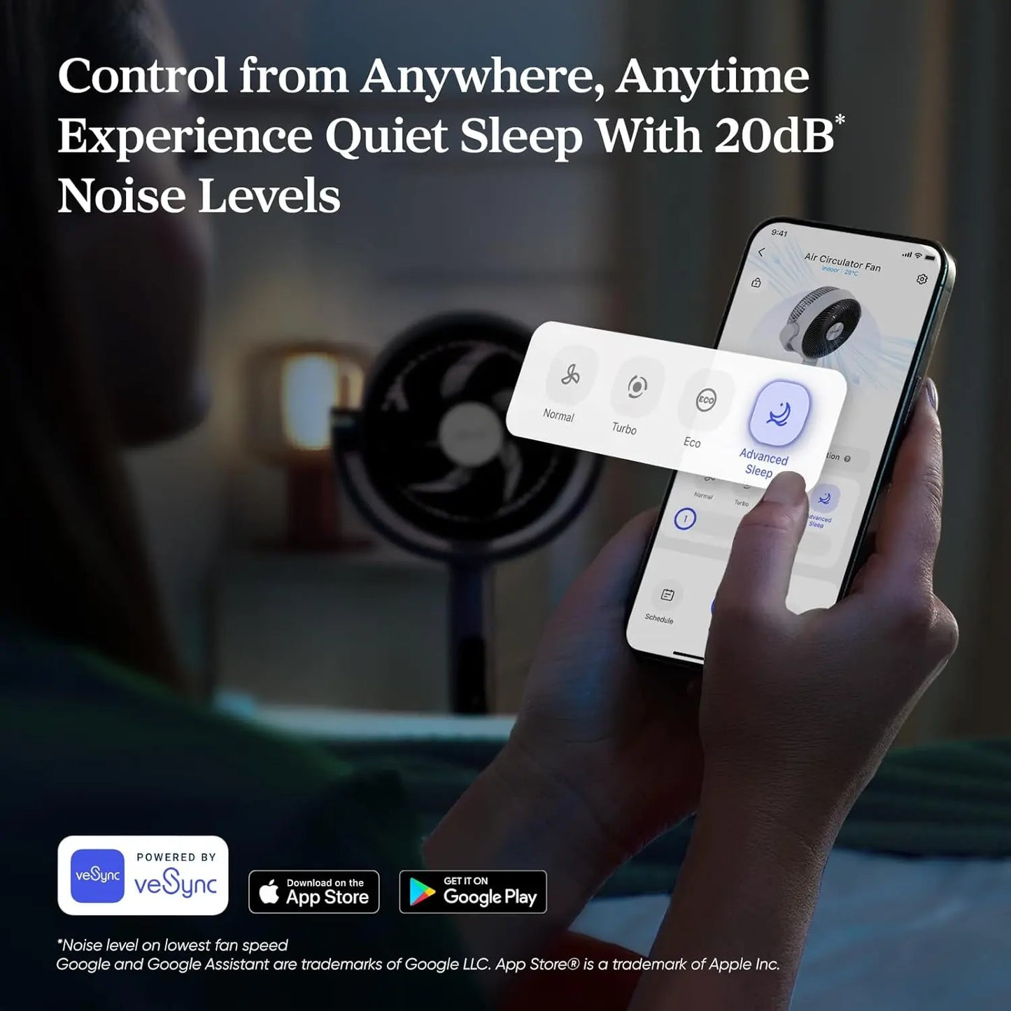 Levoit Corebreeze R432 Smart Standing cooling Fan 1451CFM High Airflow WiFi/Voice Control 12H Timer 120°+90° Oscillating 20dB 12 Speeds Pedestal & Tabletop