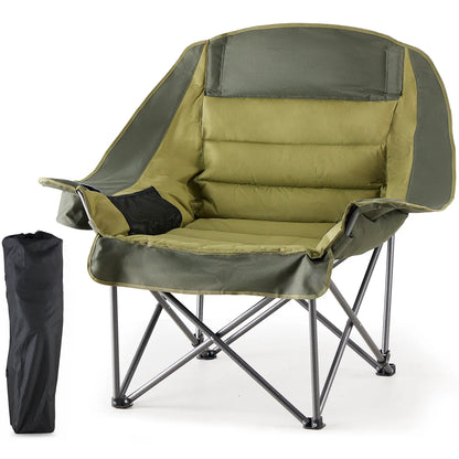 Heavy Duty Camp Chair with 2 Cup Holders & Side Pockets – Folds into Carry Bag