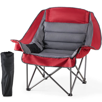 Heavy Duty Camp Chair with 2 Cup Holders & Side Pockets – Folds into Carry Bag