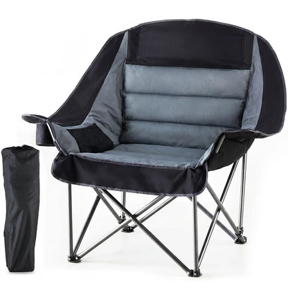 Heavy Duty Camp Chair with 2 Cup Holders & Side Pockets – Folds into Carry Bag