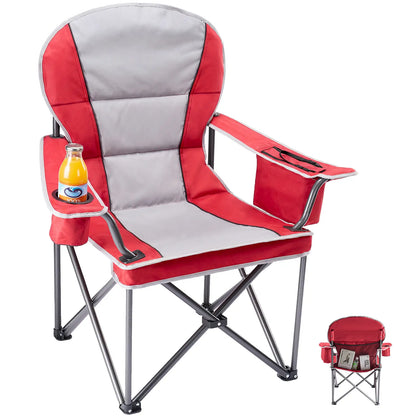 Heavy Duty Camp Chair with 2 Cup Holders & Side Pockets – Folds into Carry Bag
