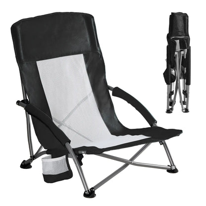 Heavy Duty Camp Chair with 2 Cup Holders & Side Pockets – Folds into Carry Bag